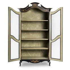 Credenza Padua Hutch Nera con rami verdi in crescita