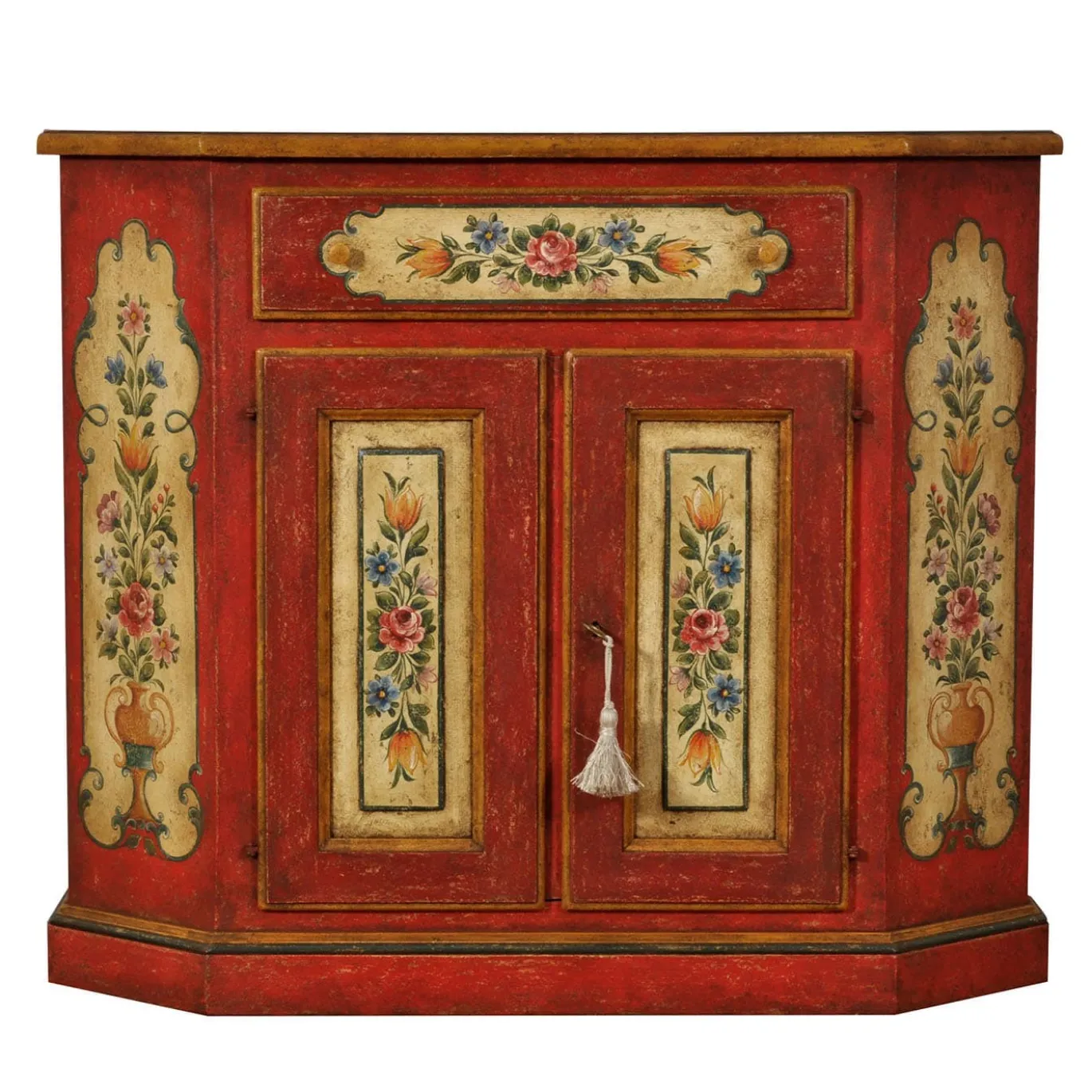 Credenza rossa in stile barocco tirolese del '700 Tirolesi