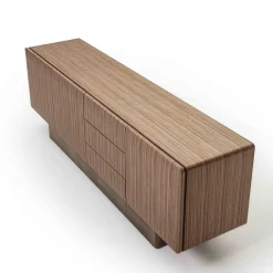 Credenza SIR 4 in noce con base in ottone bronzato