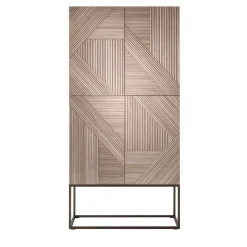 Credenza Stripes in legno naturale con base in ottone