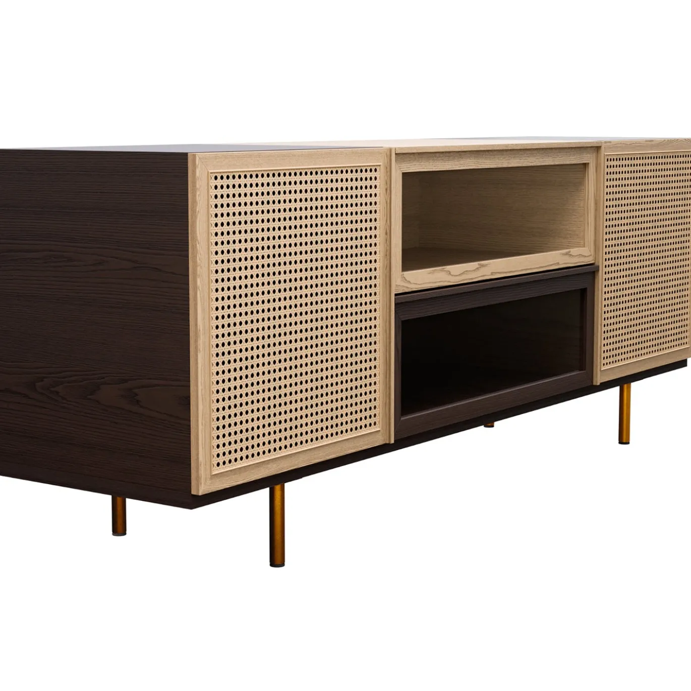 Credenza Swing in Legno di Frassino con Gambe in Ottone