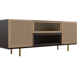 Credenza Swing in Legno di Frassino con Gambe in Ottone
