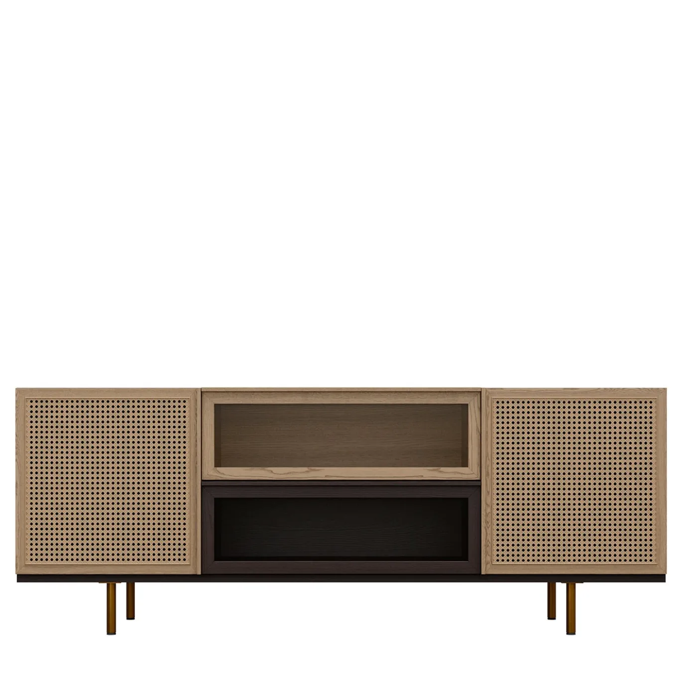 Credenza Swing in Legno di Frassino con Gambe in Ottone