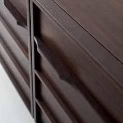 Credenza Zen in noce con ripiani in vetro #1
