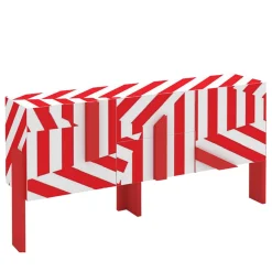 Credenza Ziqqurat a righe bianche e rosse di Driade Lab