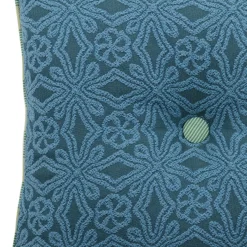 Cuscino Carré azzurro in tessuto jacquard floreale