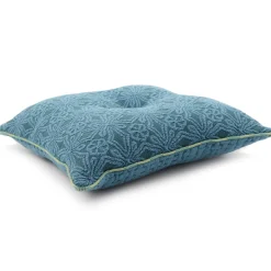 Cuscino Carré azzurro in tessuto jacquard floreale