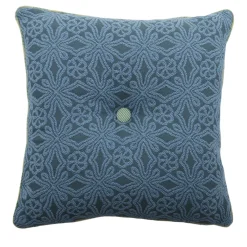 Cuscino Carré azzurro in tessuto jacquard floreale