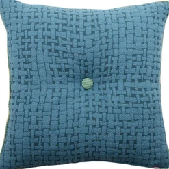 Cuscino Carré azzurro in tessuto jacquard floreale