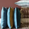 Cuscino Carré azzurro in tessuto jacquard floreale