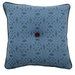 Cuscino Carré azzurro in tessuto jacquard floreale