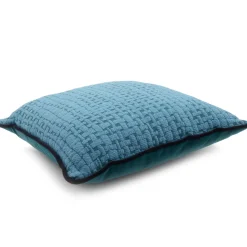 Cuscino Carré azzurro in tessuto jacquard geometrico