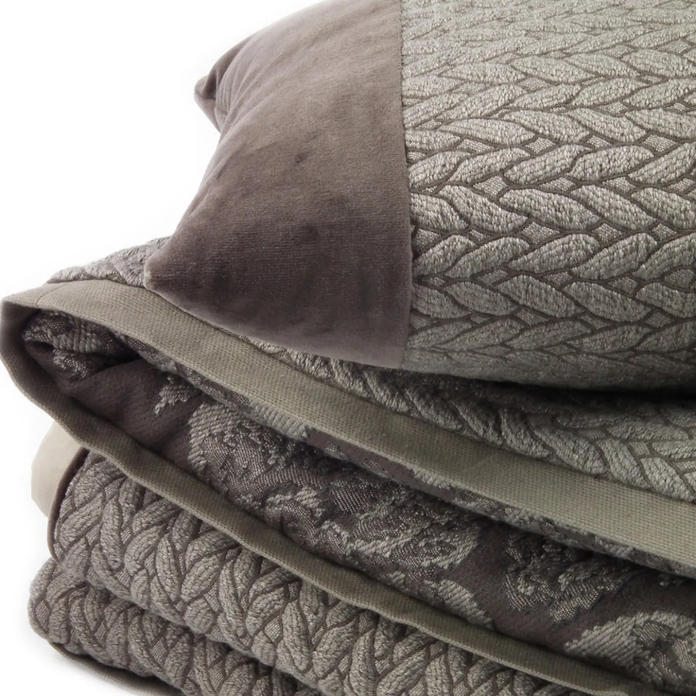 Cuscino Carrè beige in tessuto Tricot Jacquard
