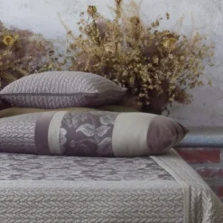 Cuscino Carrè beige in tessuto Tricot Jacquard