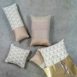Cuscino Carrè bianco in tessuto jacquard geometrico