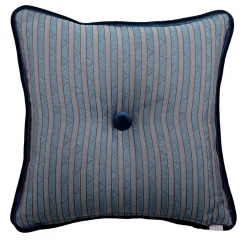 Cuscino Carré blu-grigio in tessuto jacquard a righe
