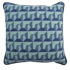 Cuscino Carrè blu in tessuto jacquard a rilievo