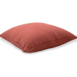 Cuscino Carrè in tessuto jacquard terracotta Filigrana Bollicine