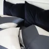 Cuscino Carrè in velluto di cotone blu