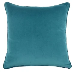 Cuscino Carrè in velluto di cotone blu-verde