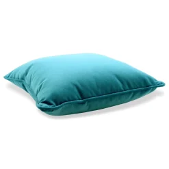 Cuscino Carrè in velluto di cotone blu-verde