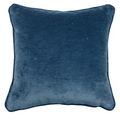 Cuscino Carrè in velluto di lino blu