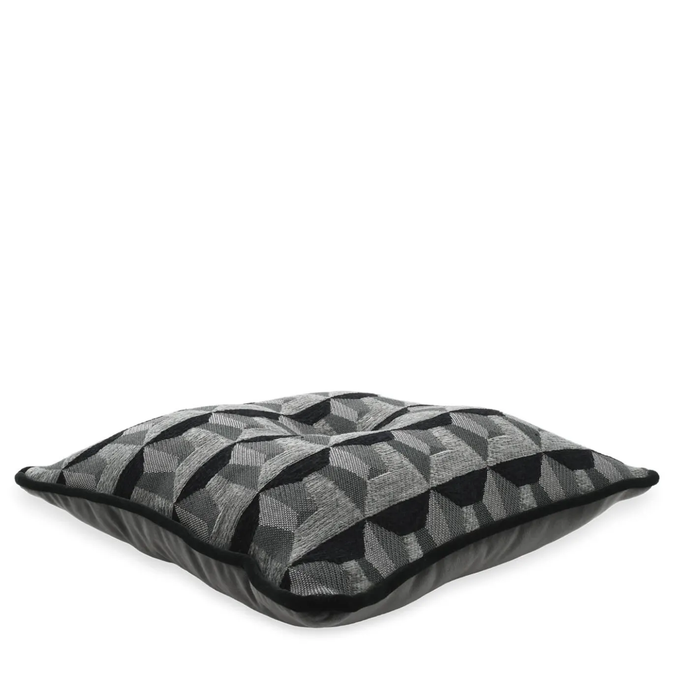 Cuscino Carrè Nero in tessuto jacquard Relief e Velluto di Cotone