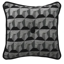 Cuscino Carrè Nero in tessuto jacquard Relief e Velluto di Cotone