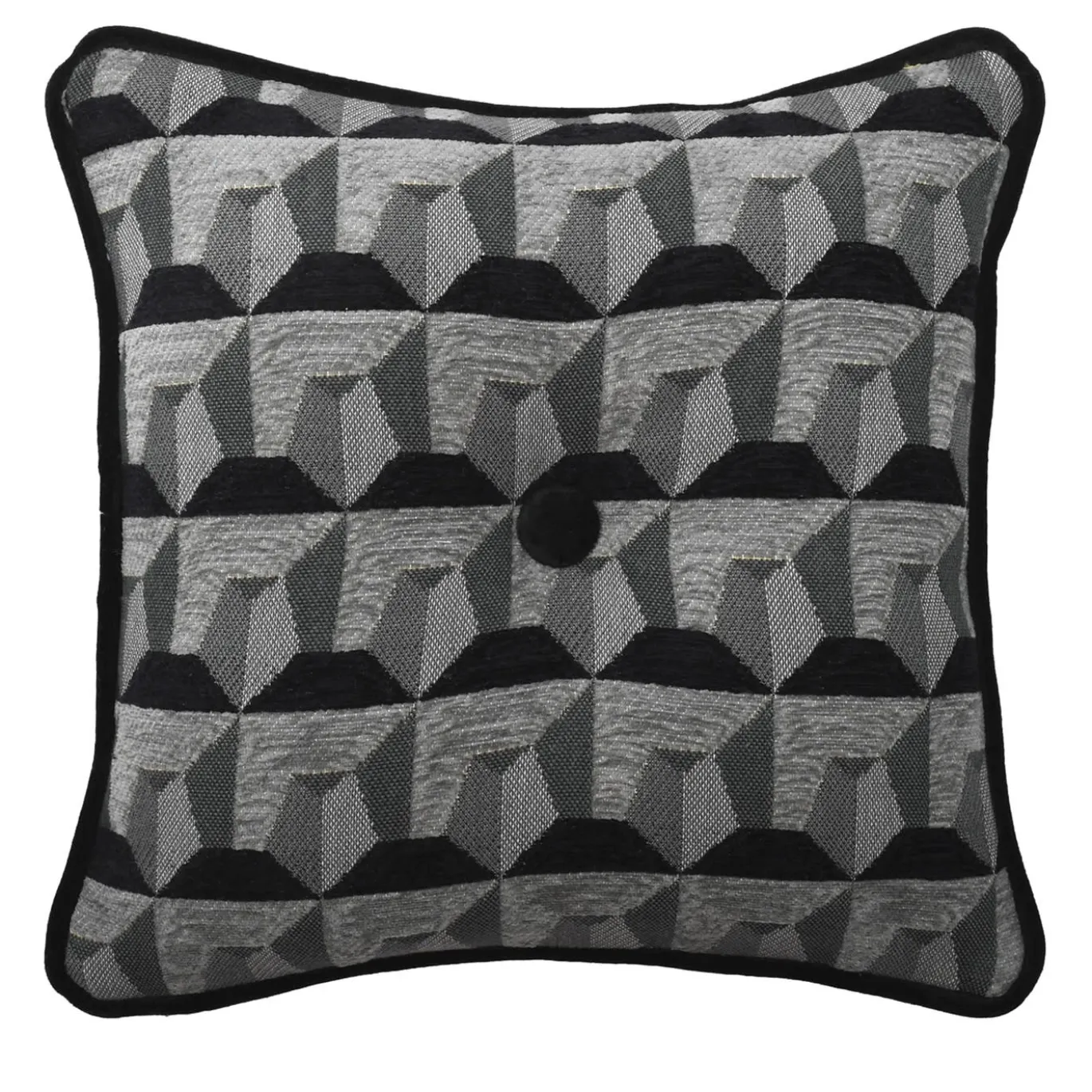 Cuscino Carrè Nero in tessuto jacquard Relief e Velluto di Cotone