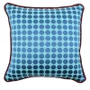 Cuscino Carrè turchese e blu in tessuto jacquard a pois