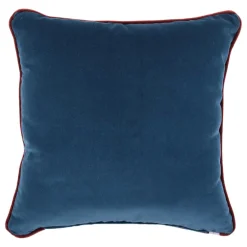 Cuscino Carrè turchese e blu in tessuto jacquard a pois
