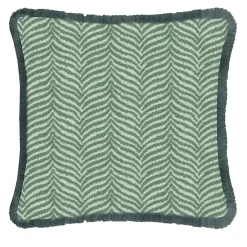 Cuscino con frange verde zebra
