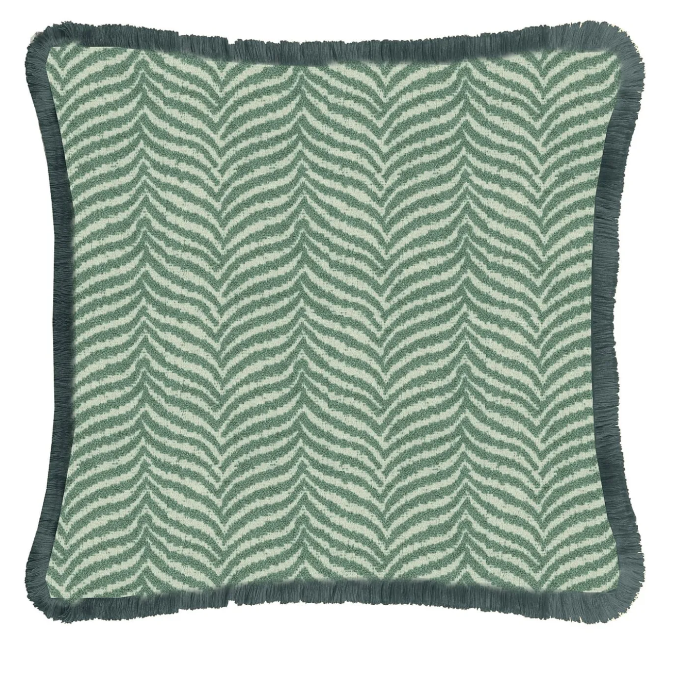 Cuscino con frange verde zebra