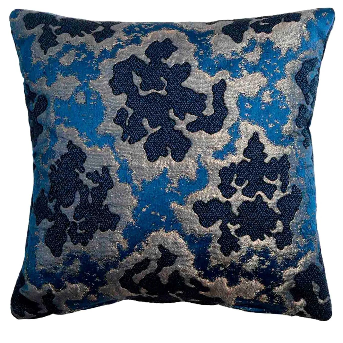 Cuscino decorativo quadrato blu e oro