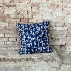Cuscino Ducale in velluto con motivo blu