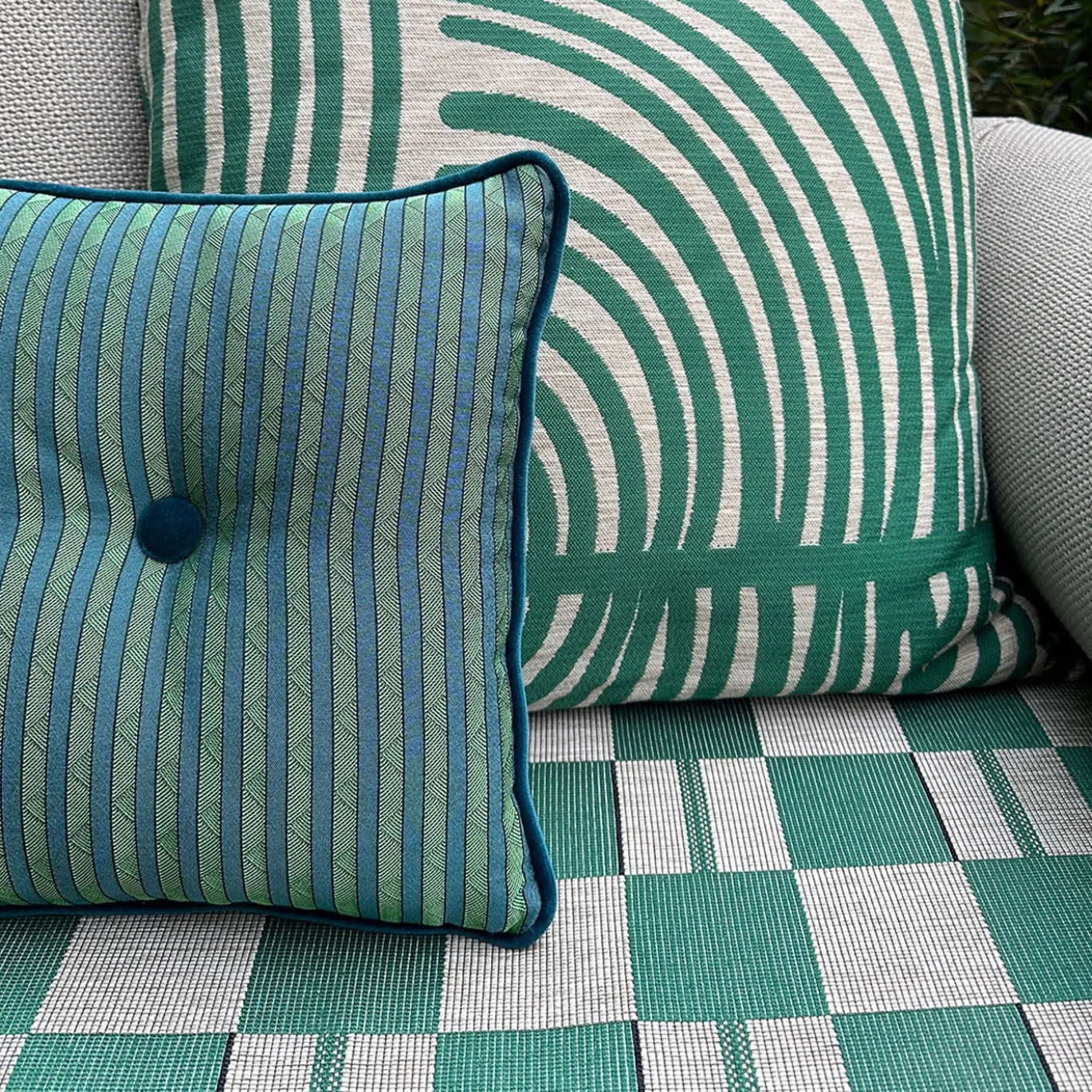 Cuscino Emerald Carré in tessuto jacquard a righe
