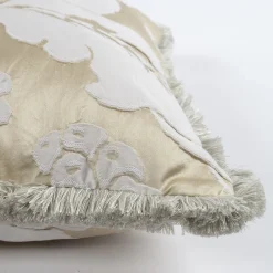 Cuscino Frangiato in Seta di Cotone Damascato Tivoli
