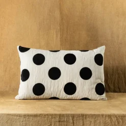 Cuscino Goccia a Pois Rettangolare in Velluto Bianco e Nero