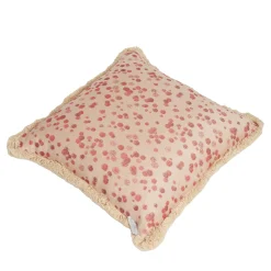 Cuscino grande con frange rosse e fucsia