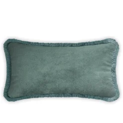 Cuscino Happy in velluto bianco e verde verde acqua per coppie