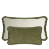 Cuscino Happy in velluto verde e bianco a forma di coppia rettangolare
