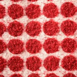 Cuscino in lana bouclé bianco e rosso a pois quadrati Polystic
