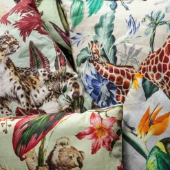 Cuscino in lino Animalia con Koala e fiori rosa
