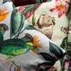 Cuscino in lino Animalia con pappagalli e strelitzie
