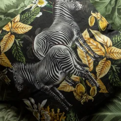 Cuscino in lino Animalia con zebre e vegetazione gialla