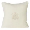 Cuscino in lino beige Natur Art con ricamo 3D di ape