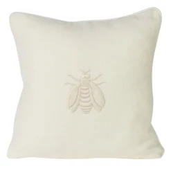 Cuscino in lino beige Natur Art con ricamo 3D di ape