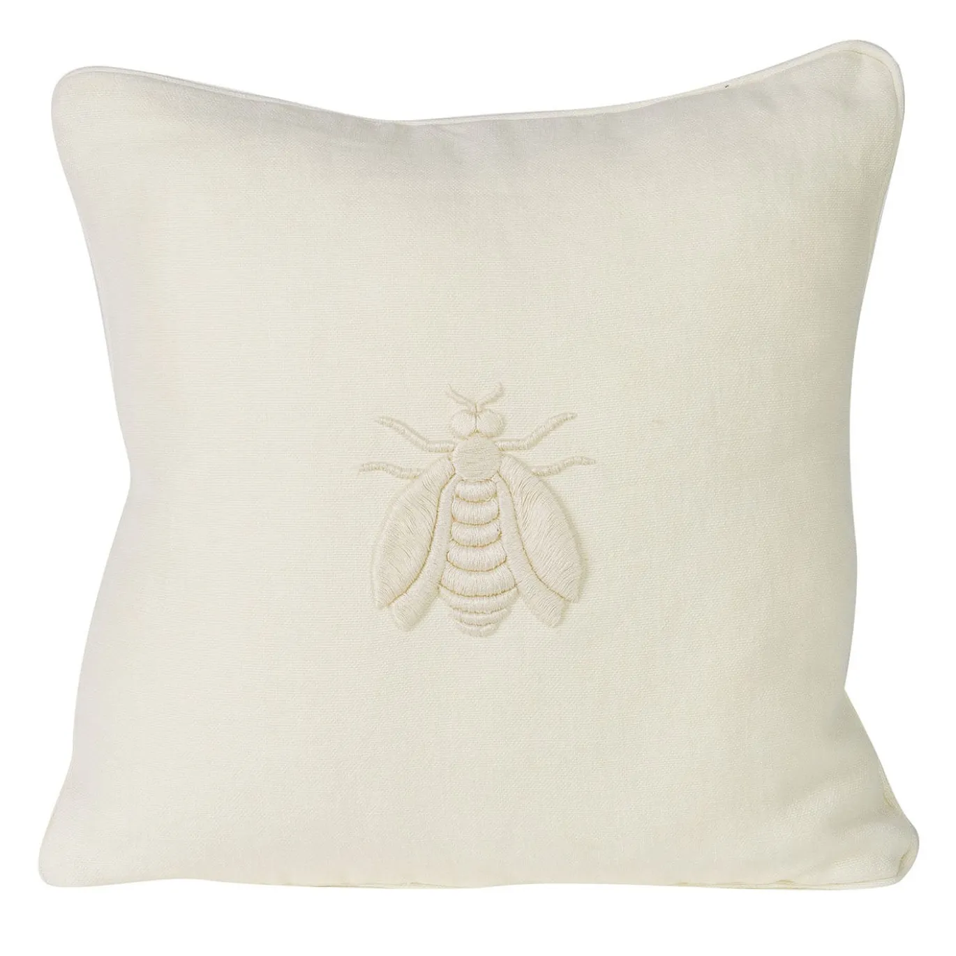 Cuscino in lino beige Natur Art con ricamo 3D di ape