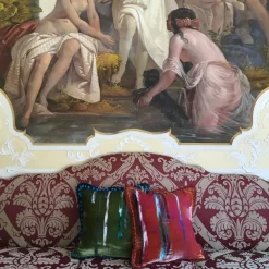 Cuscino in velluto color corallo