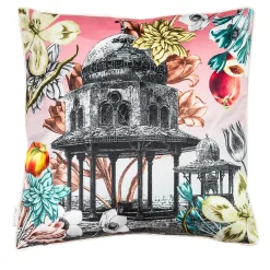 Cuscino in velluto del Cairo con paesaggio e fiori #4